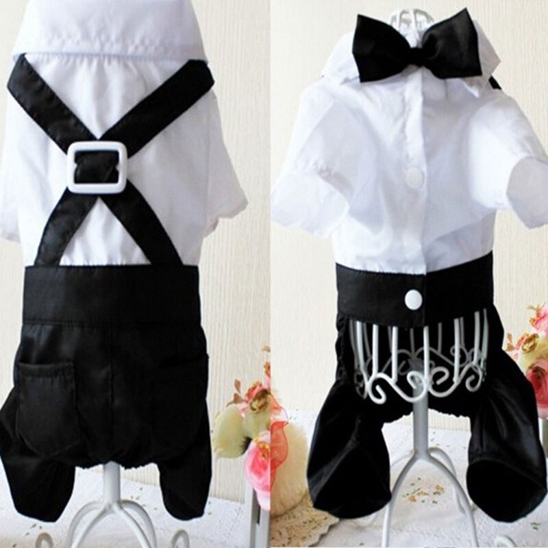 Ropa de caballero para perro, traje de boda, camisa Formal para perros pequeños, esmoquin con pajarita, traje para mascotas, disfraz de Halloween y Navidad para gatos
