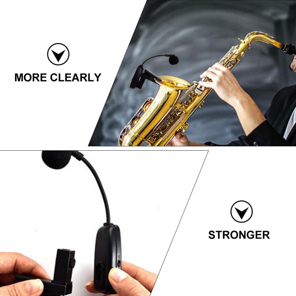 1 Set Instrument Microfoon Led Display Clip-On Draadloze Condensator Instrument Microfoon Microfoon Voor Trombone Trompet Hoorn Saxofoon