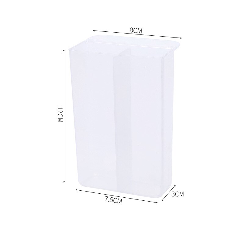 2/4 Grid Desktop Pen Holder Pasteable Hanging Storage Case Office School Plastic Box Desk Pen Pencil Makeup Brush Organizer: A transparent