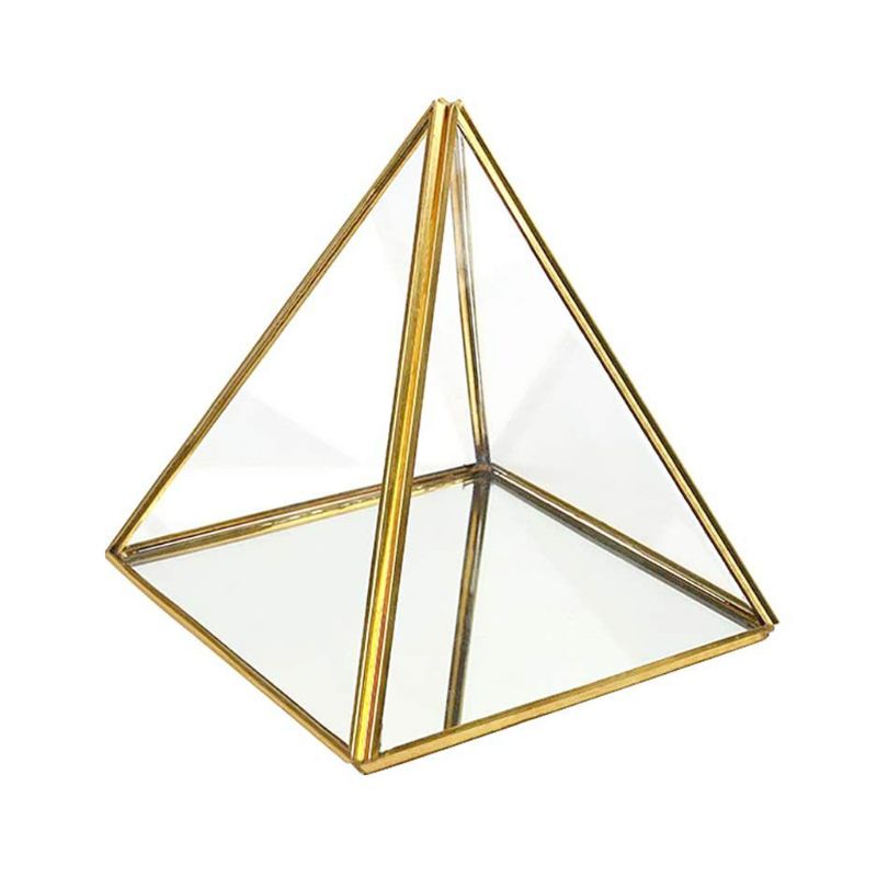 Verre Terrarium pyramide boîte de rangement clair à facettes Succulent Air plante planteur boîte bijoux présentoir