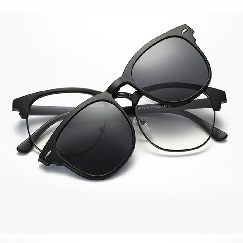 Spectacle Frame Eyeglasses Men Women With Polarized Clip On Sunglasses Magnetic Glasses Male Myopia Optical RS2218