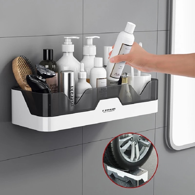 Badeværelse hylde wc shampoo holder bruser hylder vægmontering køkken opbevaring kurv kosmetisk rack hjem arrangør bad tilbehør