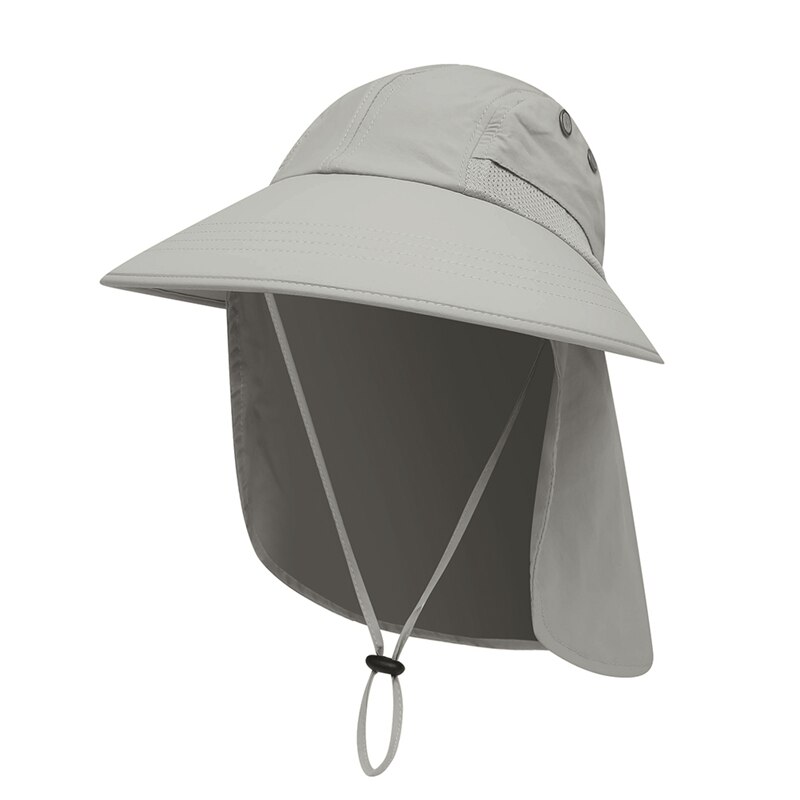 Outdoor Outdoor Fishing Ponytail Hats With Neck Summer Sun Hat Wide Brim UPF Sunshade Protection Packable Quick Drying: Gray