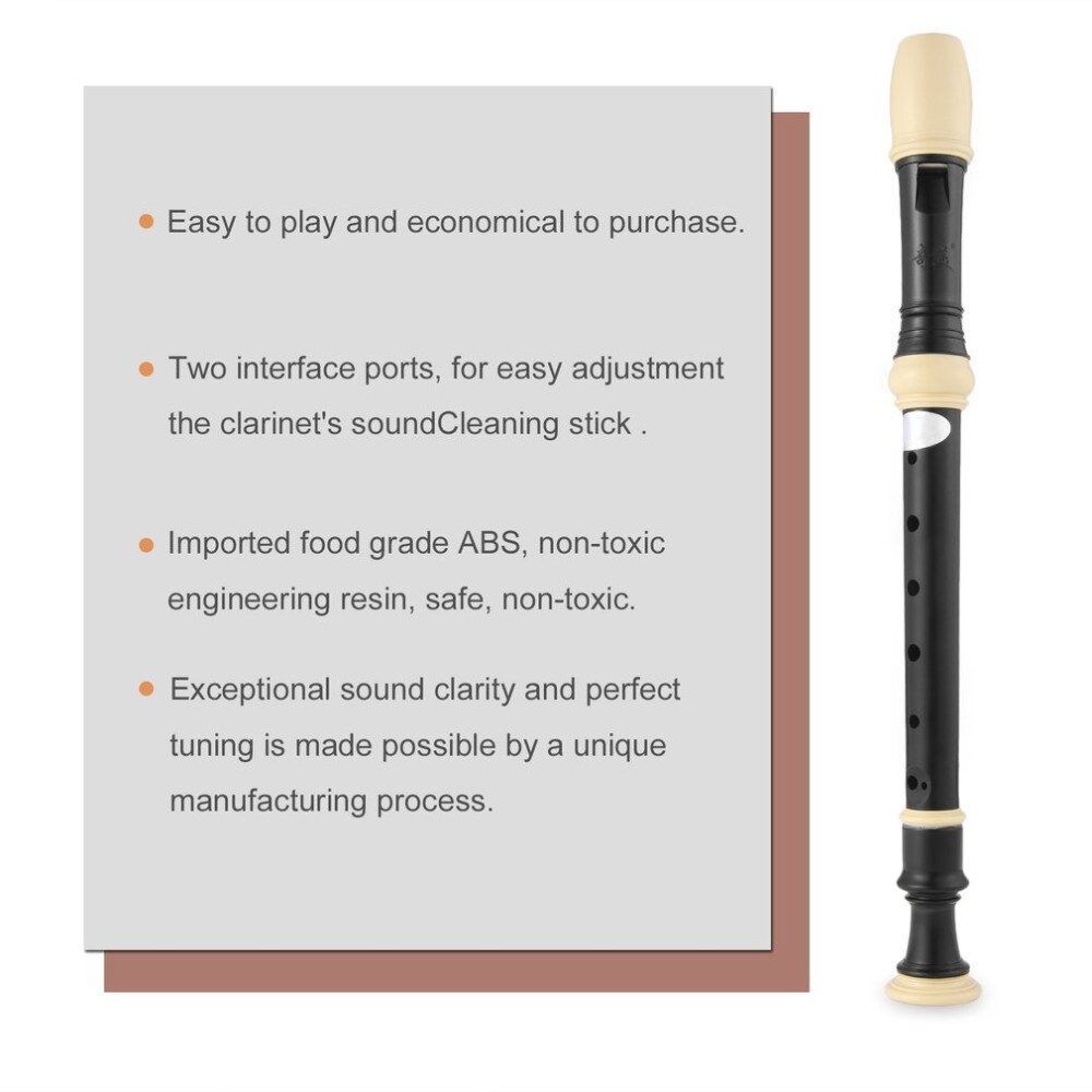 Eight Hole Treble Flute 8-Hole Soprano Recorder Clarinet Black Sound Easy Adjustable Food Grade ABS Non-toxic