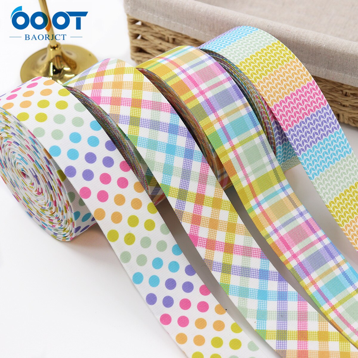 Double-Sided Geometry Thicken Cloth Ribbon 5Yards 211227-9 Multi-size DIY Hairclip Apparel Accessories And Sewing Decorations