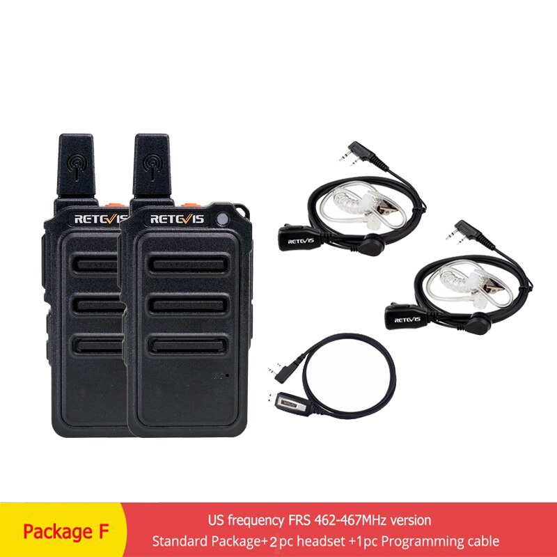 RETEVIS Walkie Talkie PMR Radio RT619 FRS PMR 446 2 PCS PTT Two Way Radio Transceiver Portable Radio Comunicador Walkie-talkies: FRS--Package F