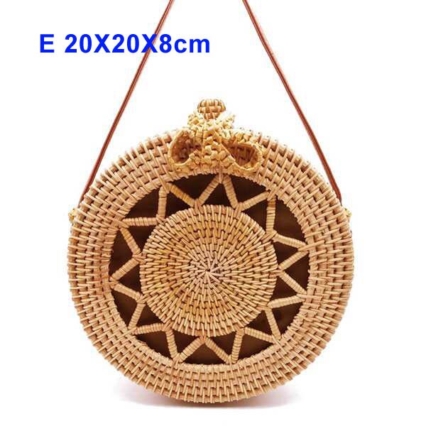 2020 rotonda Borse di Paglia Delle Donne di Estate Rattan Handmade Sacchetto Tessuto Spiaggia Cross Body Bag Cerchio Della Borsa Della Boemia Bali prezzo Più Basso l31: 20x8 hudie wujiao