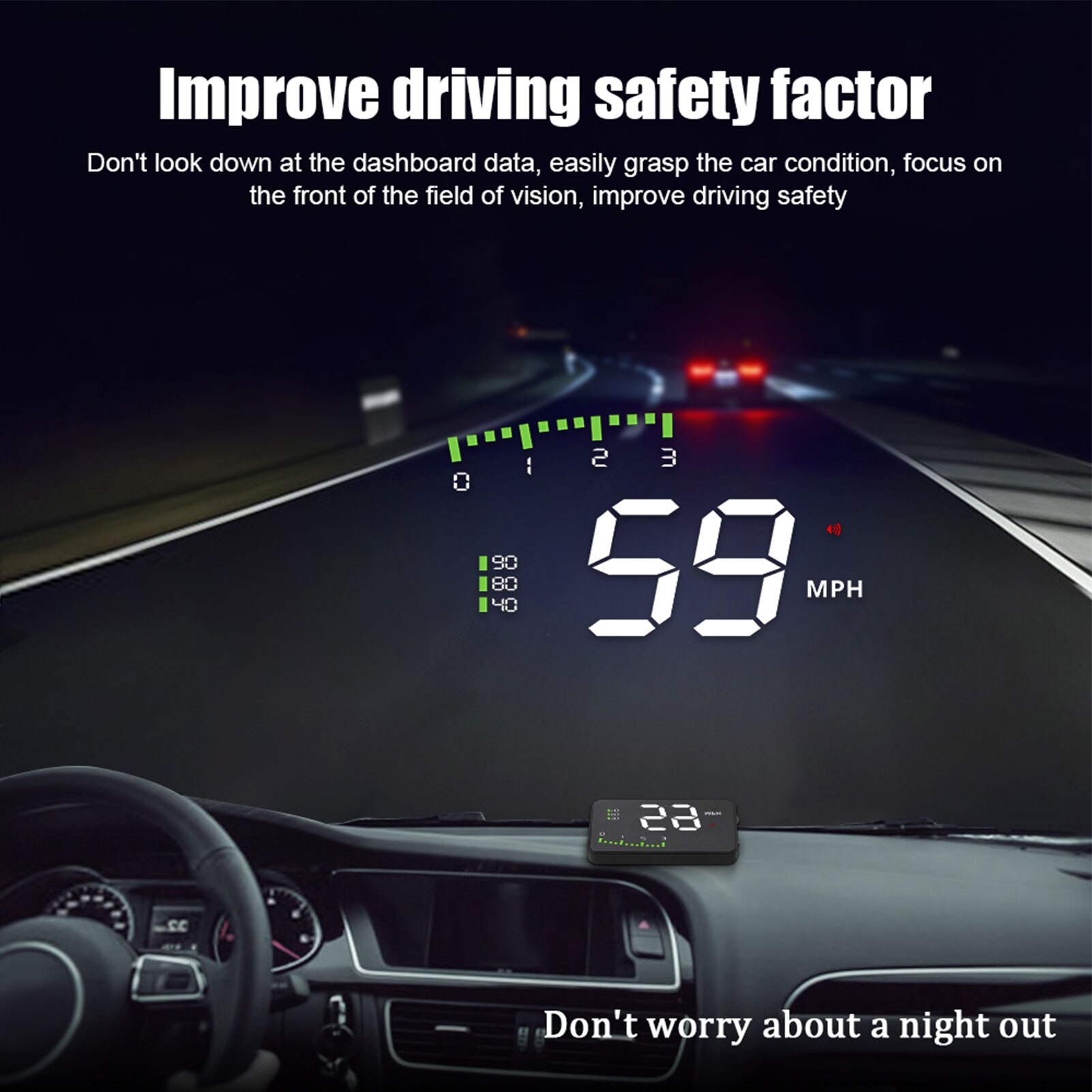Auto Hud Head-Up Display OBD2 + Gps Dual Systeem Smart Gauge Hd Monitor Rijden Stopwatch Kilometerstand Digitale Led meter Alarmsysteem