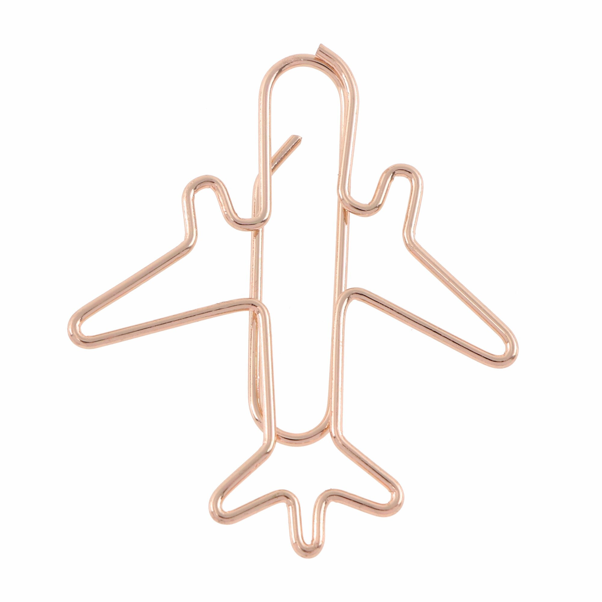 Marcapáginas de papel en forma de avión, accesorio bonito de oro rosa, para fotos, notas, soporte para billetes, suministros escolares de oficina, decoración, 12 unids/caja: rose gold