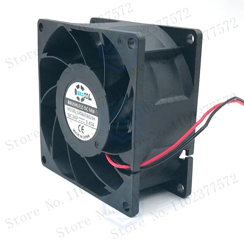 Ventilateur 8038 DC 24v 80mm ventilateur de refroidissement double roulement à billes 0,45A, débit d'air CFM haute vitesse, 80X80X38mm, pour refroidisseur de boîtier d'inverseur de serveur