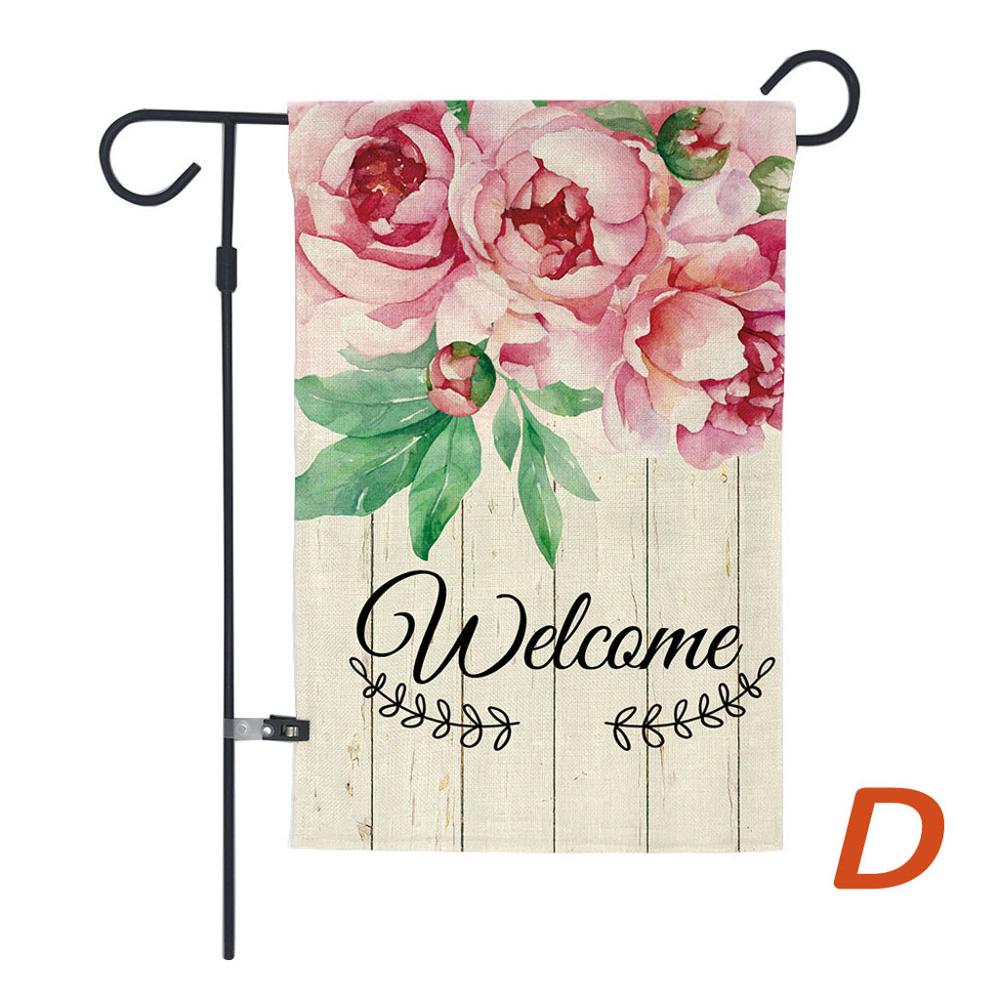 Tuin Welkom Vlaggen En Banners Krans Teken Vlaggen Jute Dubbelzijdig Zomer Boerderij Decor Voor Outdoor Yard Gazon Patio Veranda: D