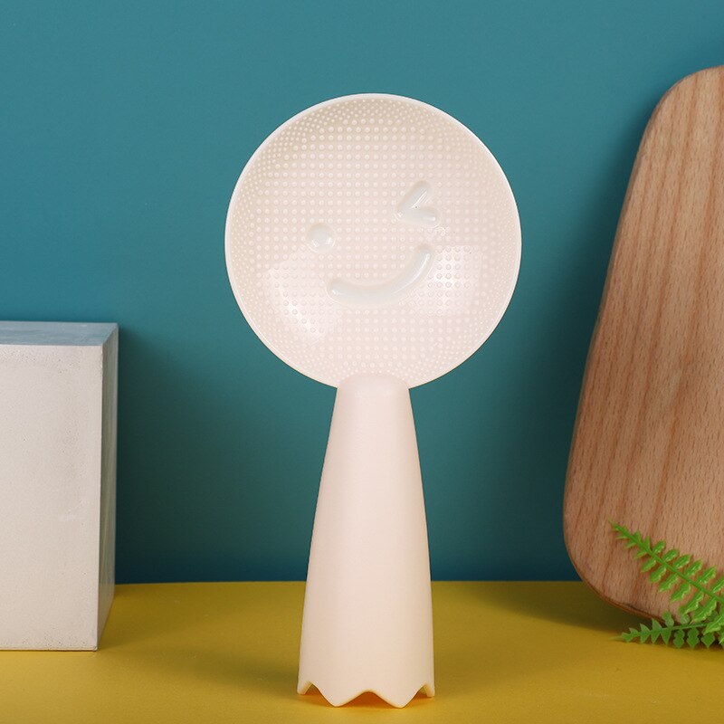 Smiley ansigt ris ske dejlig stand-up non-stick stor ris skovl plast husholdning køkken bordservice ris ske: Hvid