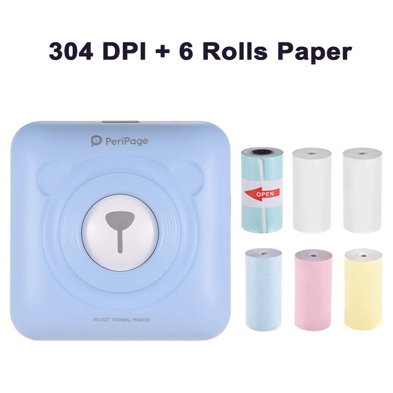 Peripage Foto Pocket Mini Thermische Printer 304 Dpi 58Mm Thermische Bluetooth Portable Mobiele Telefoon Printer Voor Android Ios: 304 BL 6 Mixed