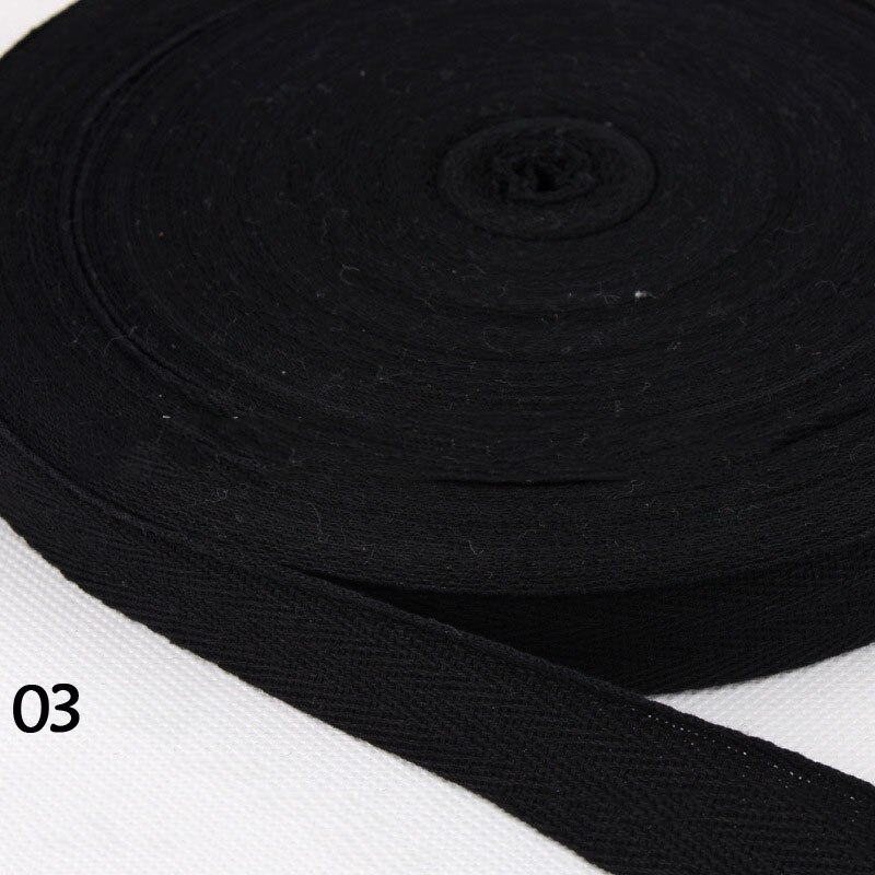45Meters 10mm Cotton Herringbone Webbing Bias Binding Tape Bag Lable Ribbons for Wrapping Clothes Sewing Accessories DIY Craft: black