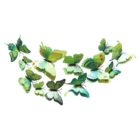 12 Uds pegatinas de mariposa 3D para pared manualidades decoración hogareña pegatinas de pared para sala de estar, dormitorio, cocina, baño, decoración para habitación de niños: F