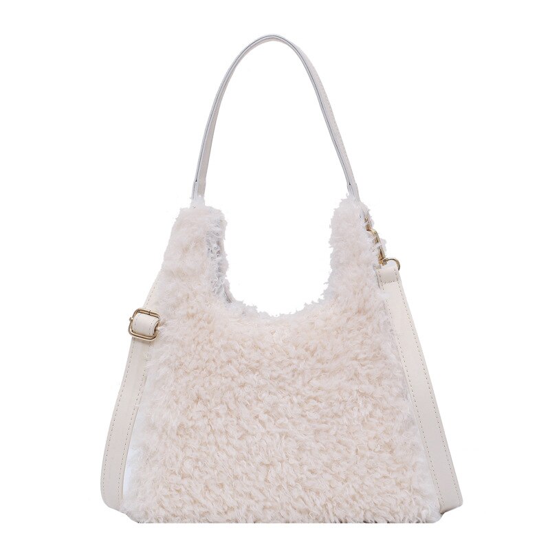 Lamm Plüsch Tasche Große Kapazität frauen Tasche Neue Stil Hohe Textur Eine-Schulter Crossbody Unterarm Tasche Pelzigen flauschigen: Beige