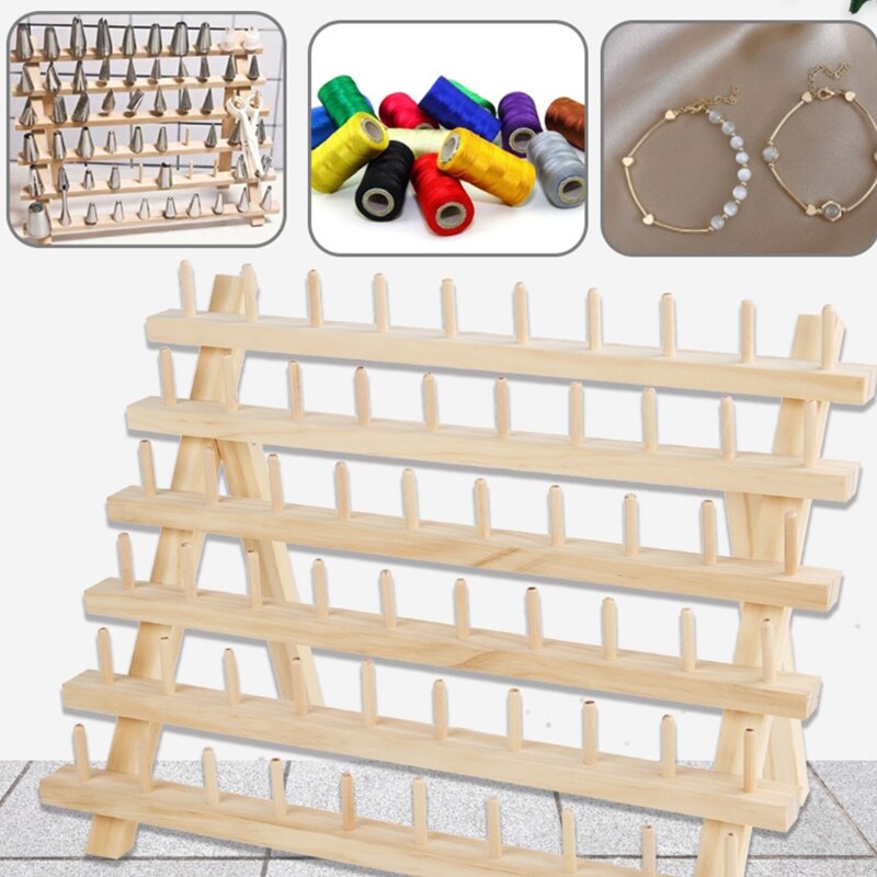 Foldable Wooden Thread Holder 30/80/120 Spools Sewing Embroidery Thread Rack Organizer Wall Hanging Cones Stand Shelf Tool