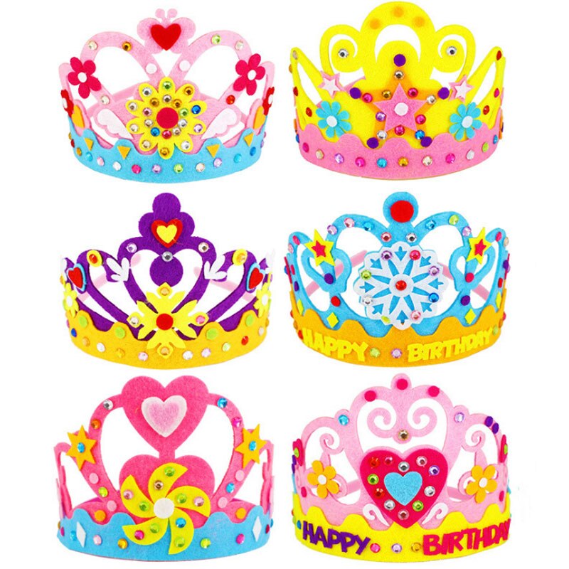 DIY Handwerk Spielzeug Crown Kreative Papier Pailletten Blumen Sterne Muster Spielzeug für Kinder Kinder Kindergarten Kunst Party Dekorationen