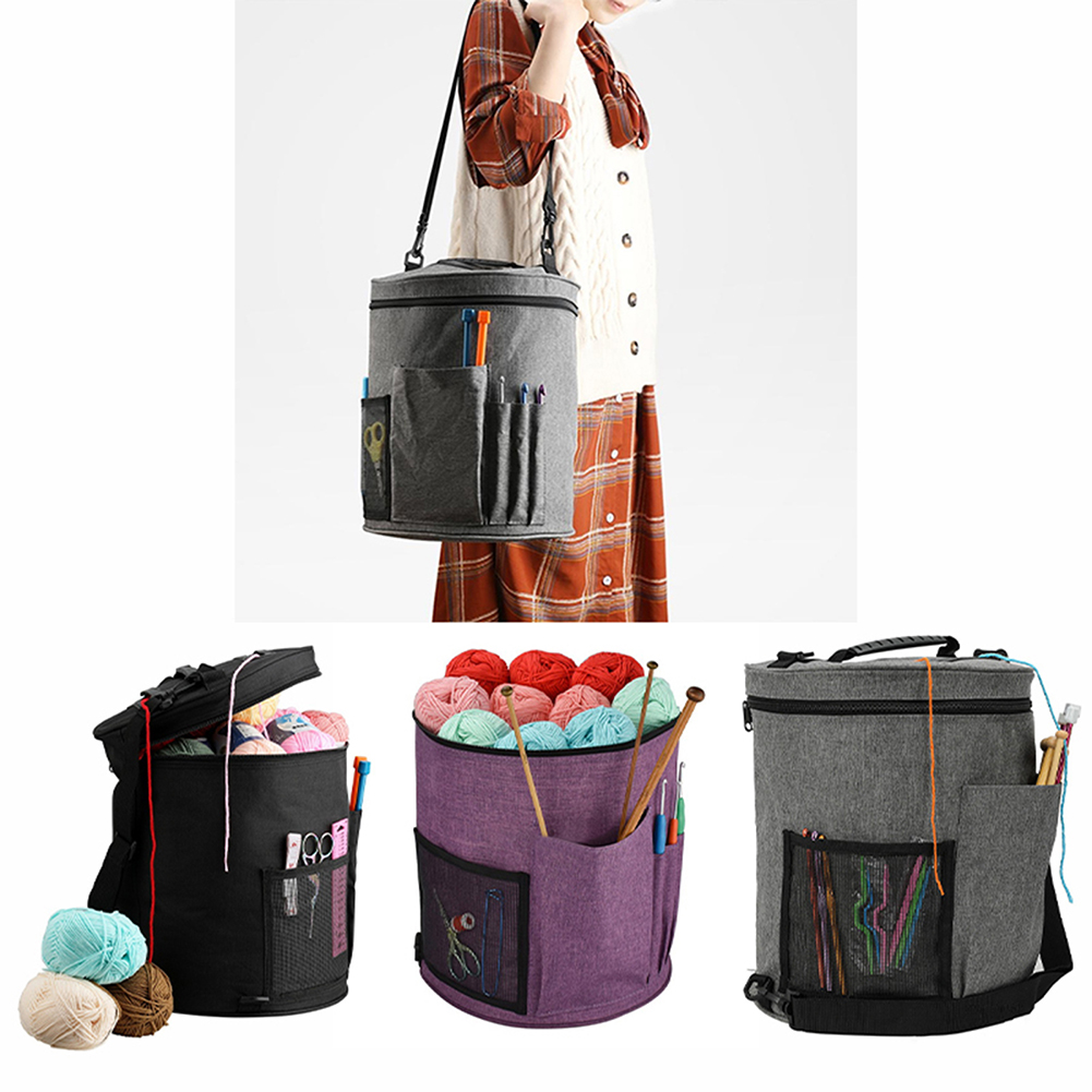 Knitting Bag Portable Yarn Tote Storage Bag DIY Household Organizer for Crochet Hooks and Knitting Needles Yarn Balls