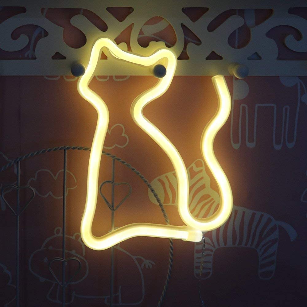 LED Neon Lights Cat Shaped Hanging Neon Lamp Wall Decor Sign Neon Lights Light up for Kids Room Bar Christmas as Kids Light: Default Title
