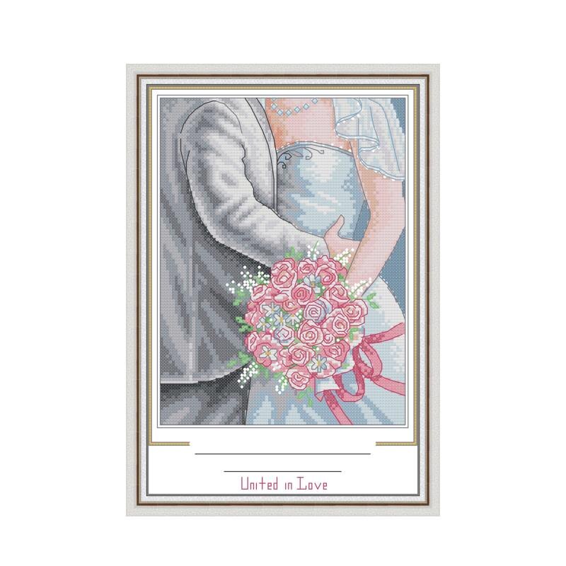 Wedding anniversary cross stitch kit 14ct 11ct pre stamped canvas cross stitching embroidery DIY handmade needlework
