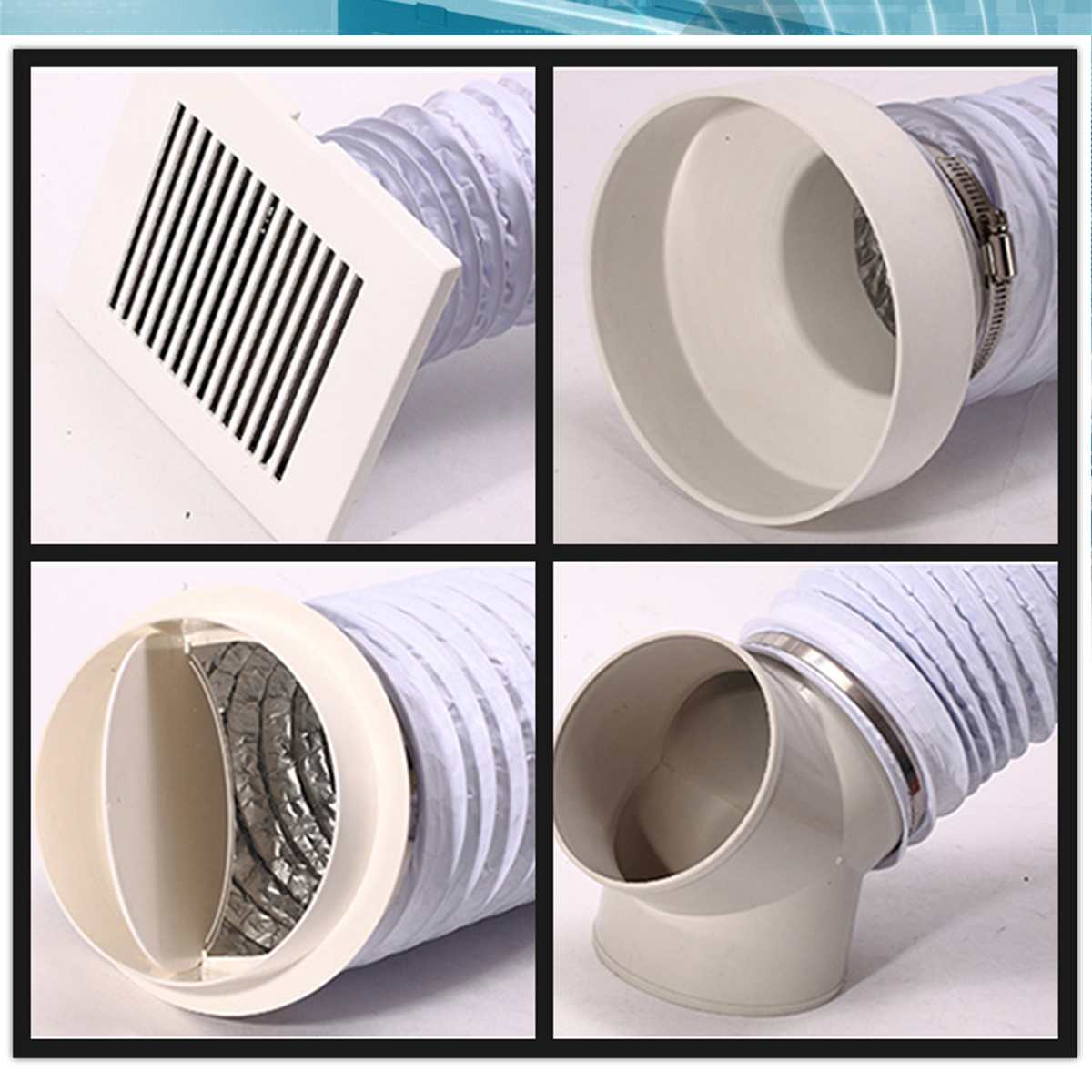 2/6/8/10 meter avgasrör flexibel luftkonditionering avgasrör ventilationsslang kanalutlopp 150mm ventilationskanal ventilationsslang
