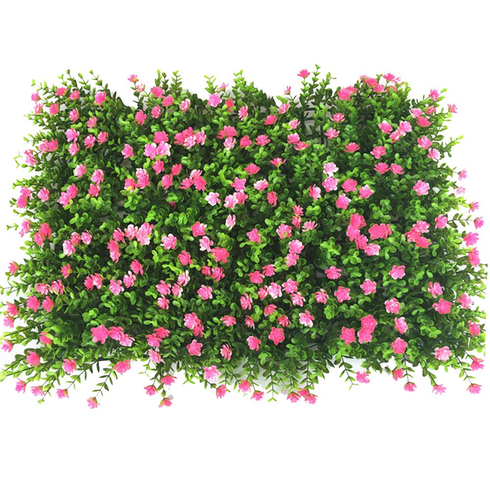 Wall Decor Hedge Lawn With Flower Artificial Plants Mat Privacy Fence Screen Faux Greenery Wall Panels Decorative Flower Wall: C