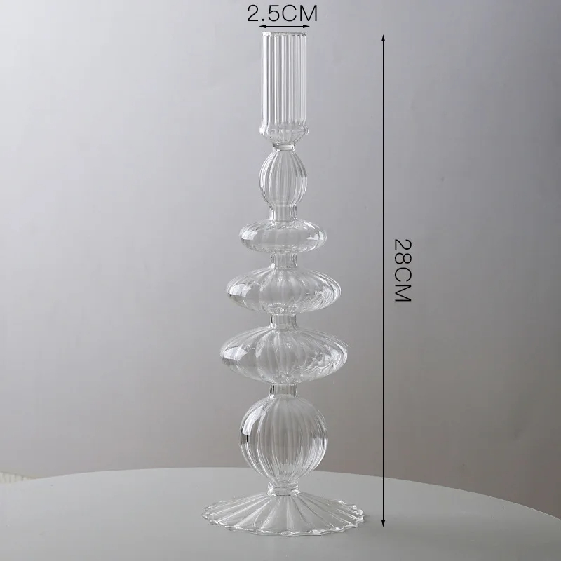 Candelabro de cristal europeo de lujo para decoración del hogar, soporte de palo de vela de boda, centro de mesa, gafas Vintage: Caqui oscuro