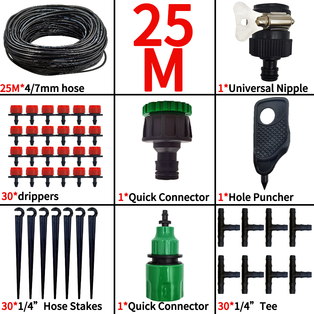 5M-25M DIY Drip Irrigation System Automatic Watering Garden Hose Micro Drip Garden Watering Kits with Adjustable Drippers: PURPLE