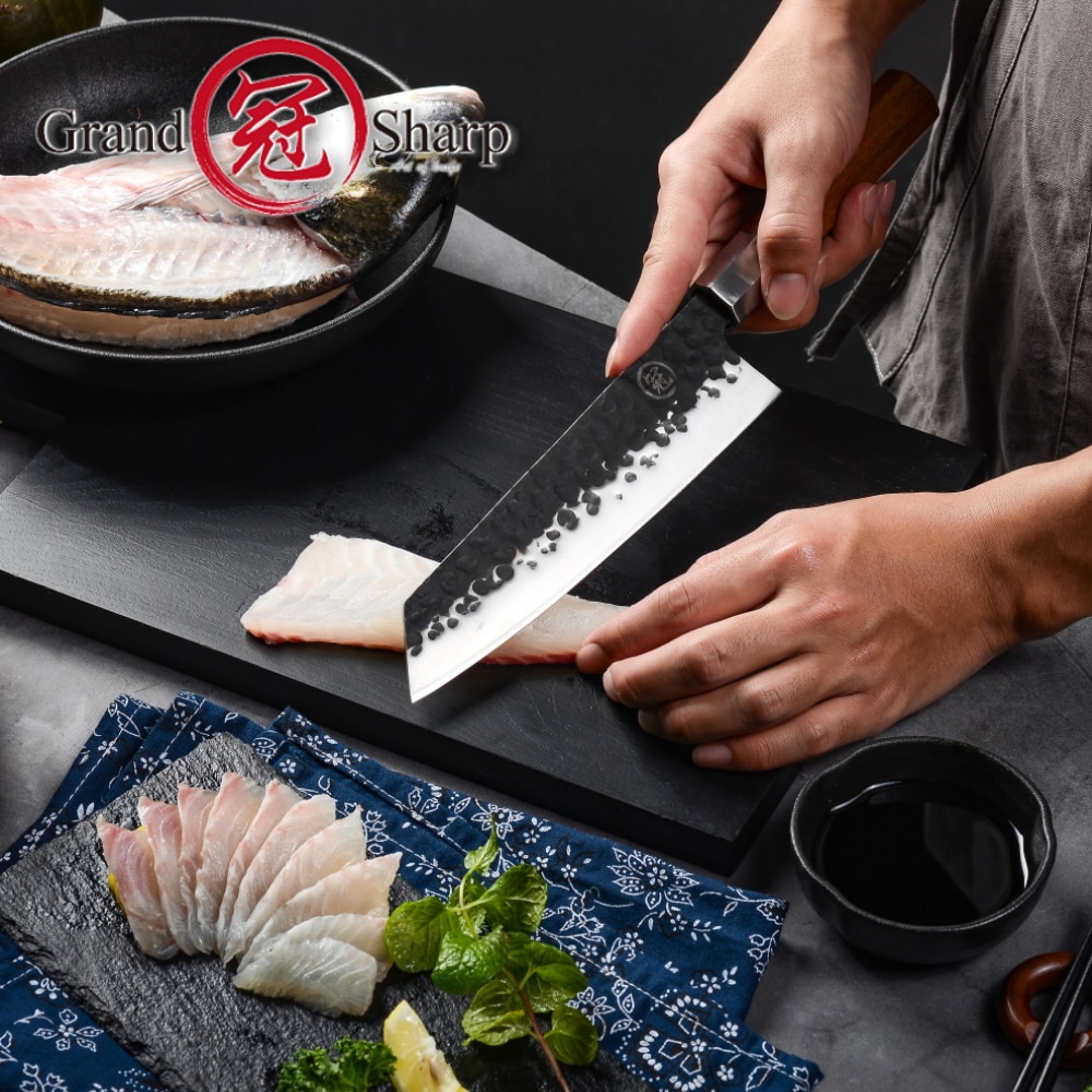Japanska köksknivar handgjorda kiritsuke kniv kock matlagningsverktyg trähandtag miljövänliga produkter