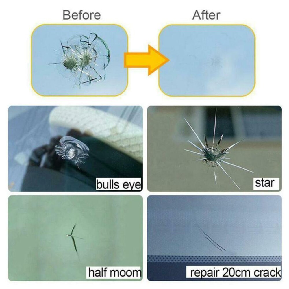 8pcs Universal Car Window Glass Repair Fluid Kit Windshield DIY Scratch Crack Restore Tool Accessories