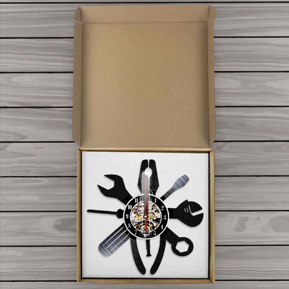 1 pièce plombier réparation outils LED veilleuses vinyle horloge murale Illustration Garage mur Art exclusif suspension lampe