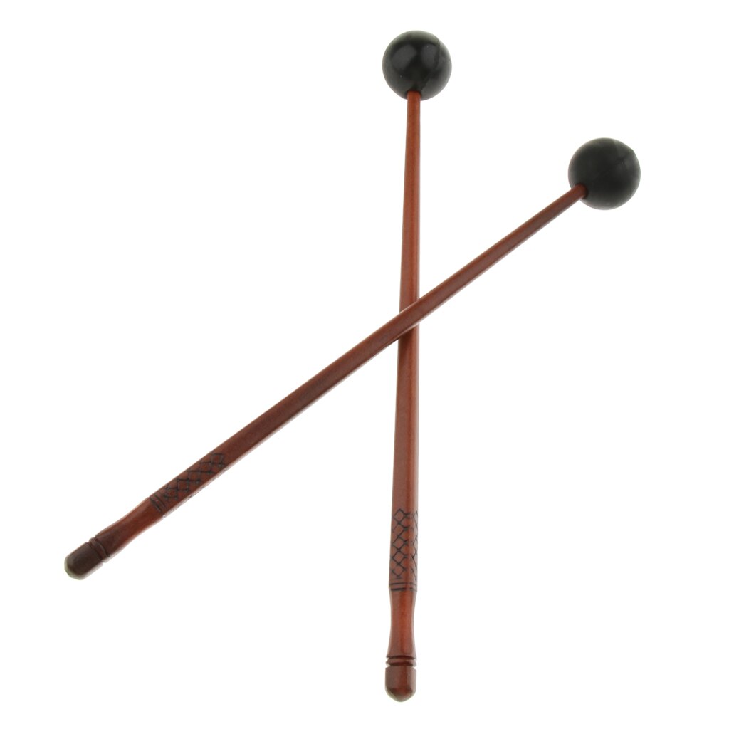 4Pcs Wood Drumstokken Staal Tong Drum Xylofoon Hamers Rubber Hamer