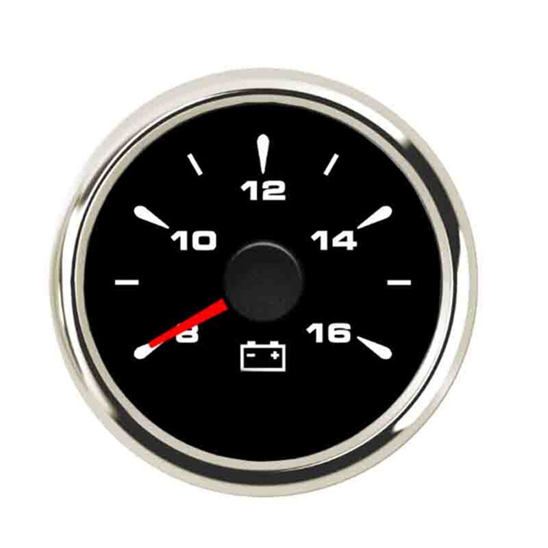 8~16V Waterproof Voltage Gauge 52mm Voltmeter Gauge With 8 Color Backlight Stainless Steel Golden Bezel Volt Meter Instrument: BS