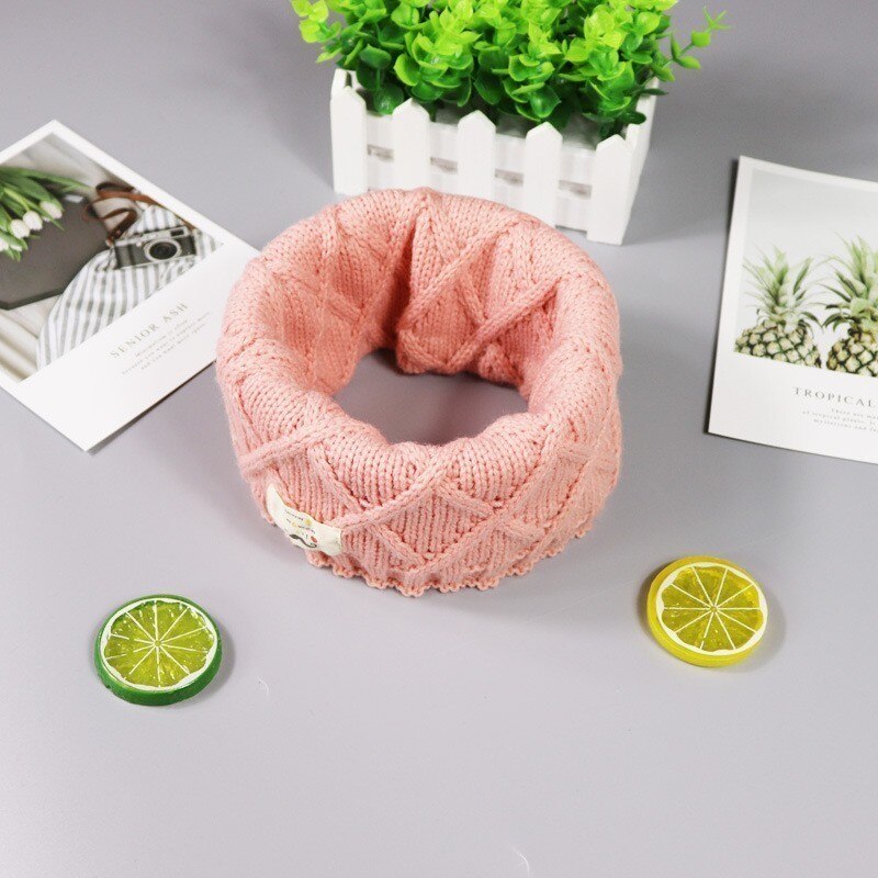 Bufanda tejida a cuadros para niños, de , de de lujo, para invierno, gruesa y cálida, con anilla, para niñas, bufandas tejidas para bebés y niños: Pink