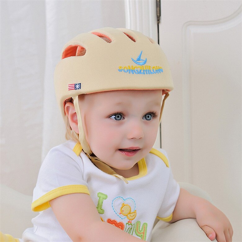 Baby Helm Sicherheit Schutzhelm Für Babys Mädchen Baumwolle Infant Schutz Hüte Kinder Kappe Für Jungen Mädchen Capacete Infantil: Beige