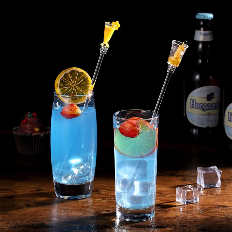 10 st 23cm söta cocktaildrink mixer bar omrörande mixerstavar med färgglada miniatyrtillbehör (slumpmässig färg)