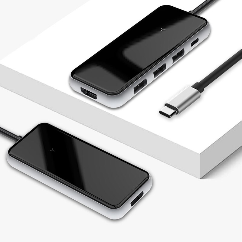 MultiFunction USB C Hub Adapter 5 In1 USB3.0X3+PD+HDMI USB Hub for Phone for Window Android Macos