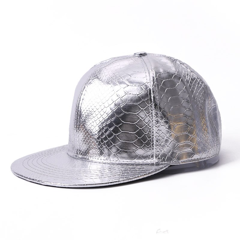 Sommer hatte baseball kasket kvinde mand far hat forår skinnende gylden sølv læder hip hop kasketter justerbar farve snapback sort: C