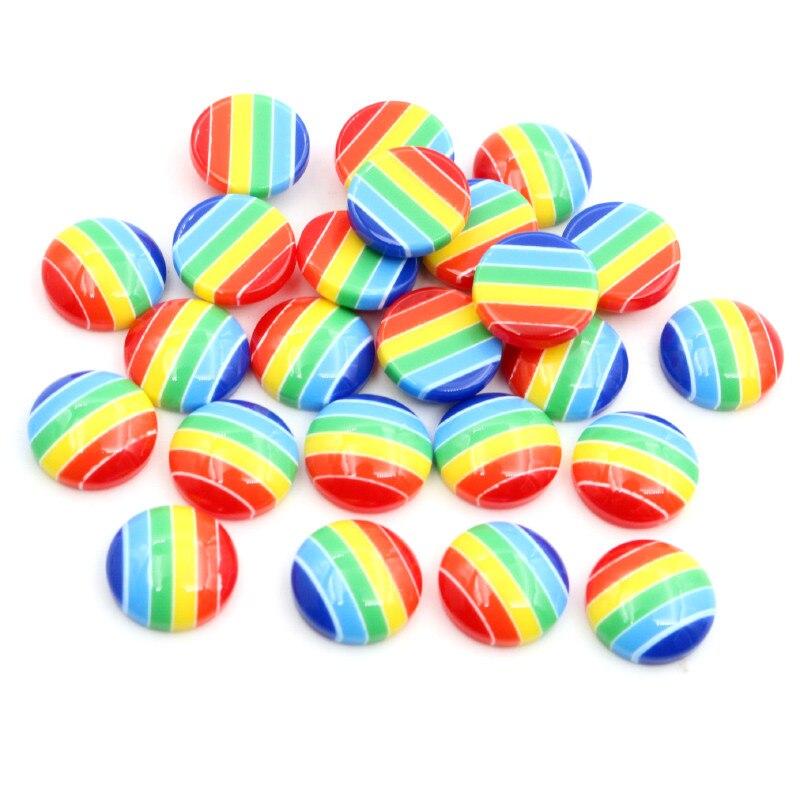 ! 40 unids/lote 12mm colores mezclados resina trasera plana rayas clásicas cabujones Cabochon Base camafeo 12mm: W3-10