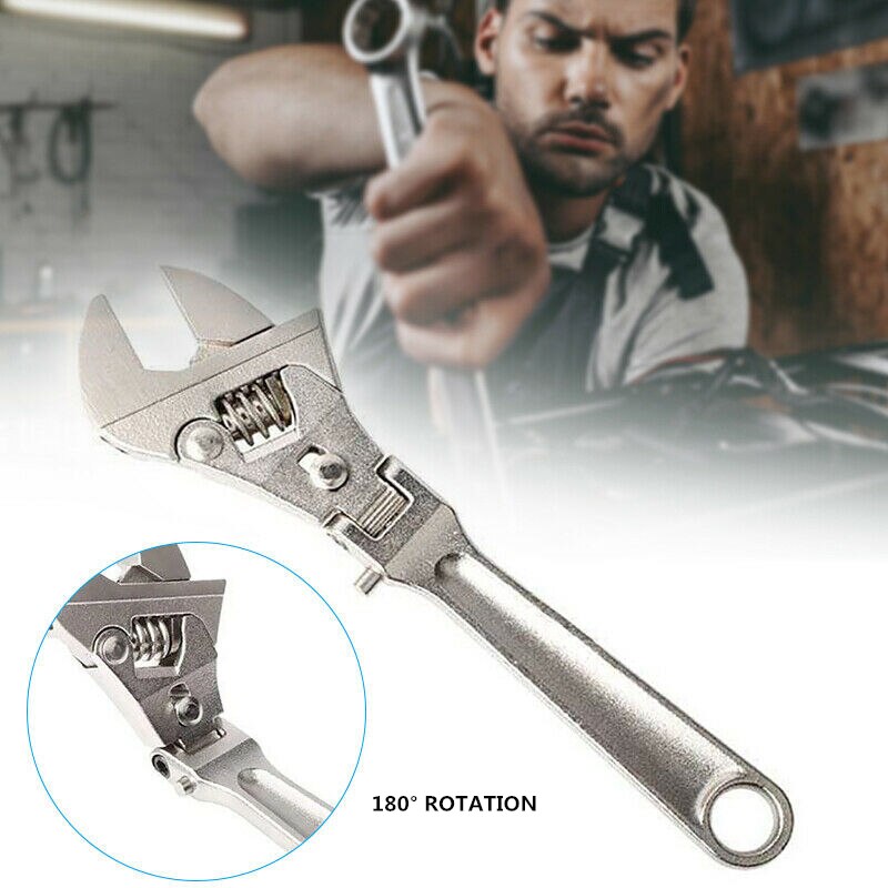 8 Inch Flexible Head Adjustable Ratchet Wrench 180° Rotating Folding Ratchet Wrench Tubing Wrench Repair Tool Hand Tools