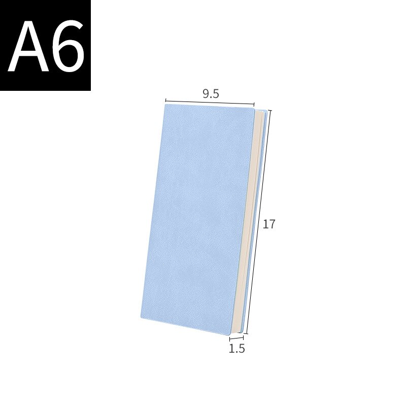 Simple business office PU leather notebook student a5 a6 b5 soft copy notebook: A6 Blue 9.5x17.5