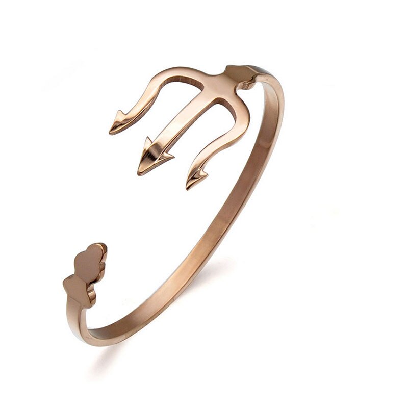 1 pc aço inoxidável garfo de peixe pulseiras tamanho aberto tridente garfo pulseira estilo punk para todas as meninas dos homens bonitos 4 cores jóias