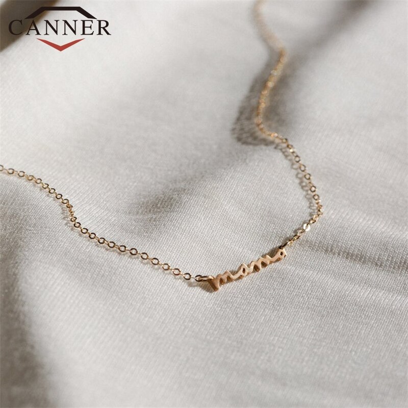 925 Sterling Zilver Brief Mom Hanger Ketting Voor Moeder Eenvoudige Gladde Sleutelbeen Keten Ketting Sieraden Moederdag