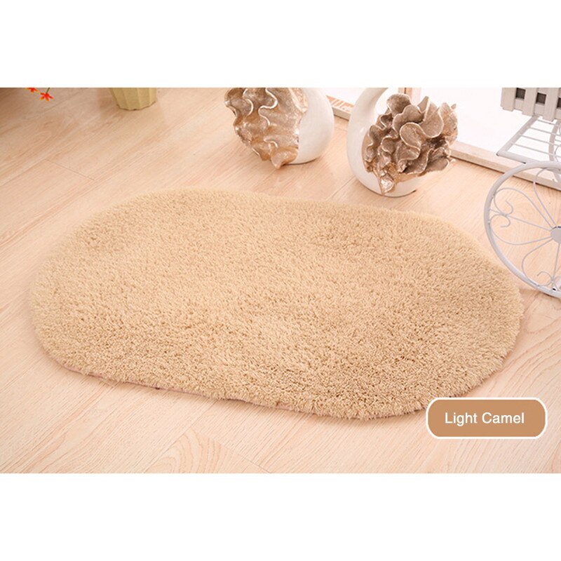 6 Kleuren Ovale Tapijt Tapijt Matten Slaapkamer Vloer Tapijt Pluizige Absorberende Vloermat Thuis Anti-Slip Pluizige Mat lamsvel Tapijt: light camel
