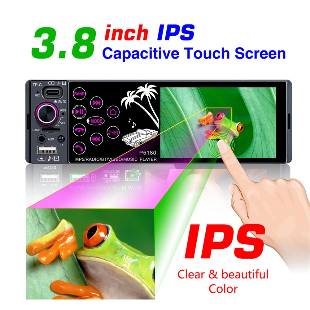 Car MP5 Player 3.8 Inch IPS Capacitive Touch Screen 1 Din Stereo Player FM Radio USB Aux MP5 Player With HD Touch Screen For