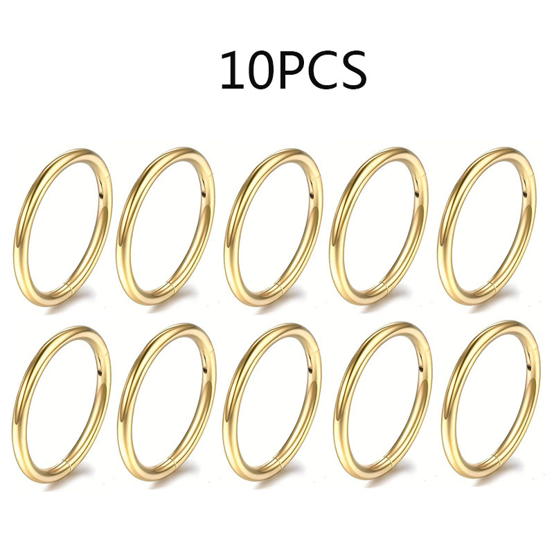 5/10Pcs 16G Nose Ring Hoop Stainless Steel Hinged Nose Rings Septum Clicker Tragus Helix Cartilage Daith Rook Earring Piercing: Red / Blue