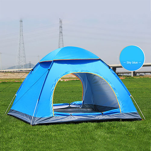 Outdoor Waterproof Hiking Camping Tent Anti-UV Portable 2 Person Ultralight Folding Tent Pop Up Automatic Open Sun Shade: Double Blue