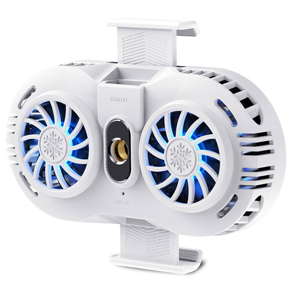 Portable USB Mobile Phone Cooler Radiator Dual Fan Universal Gaming Smartphone Holder Heat Sink Gamepad Controller Cooling Pad: White