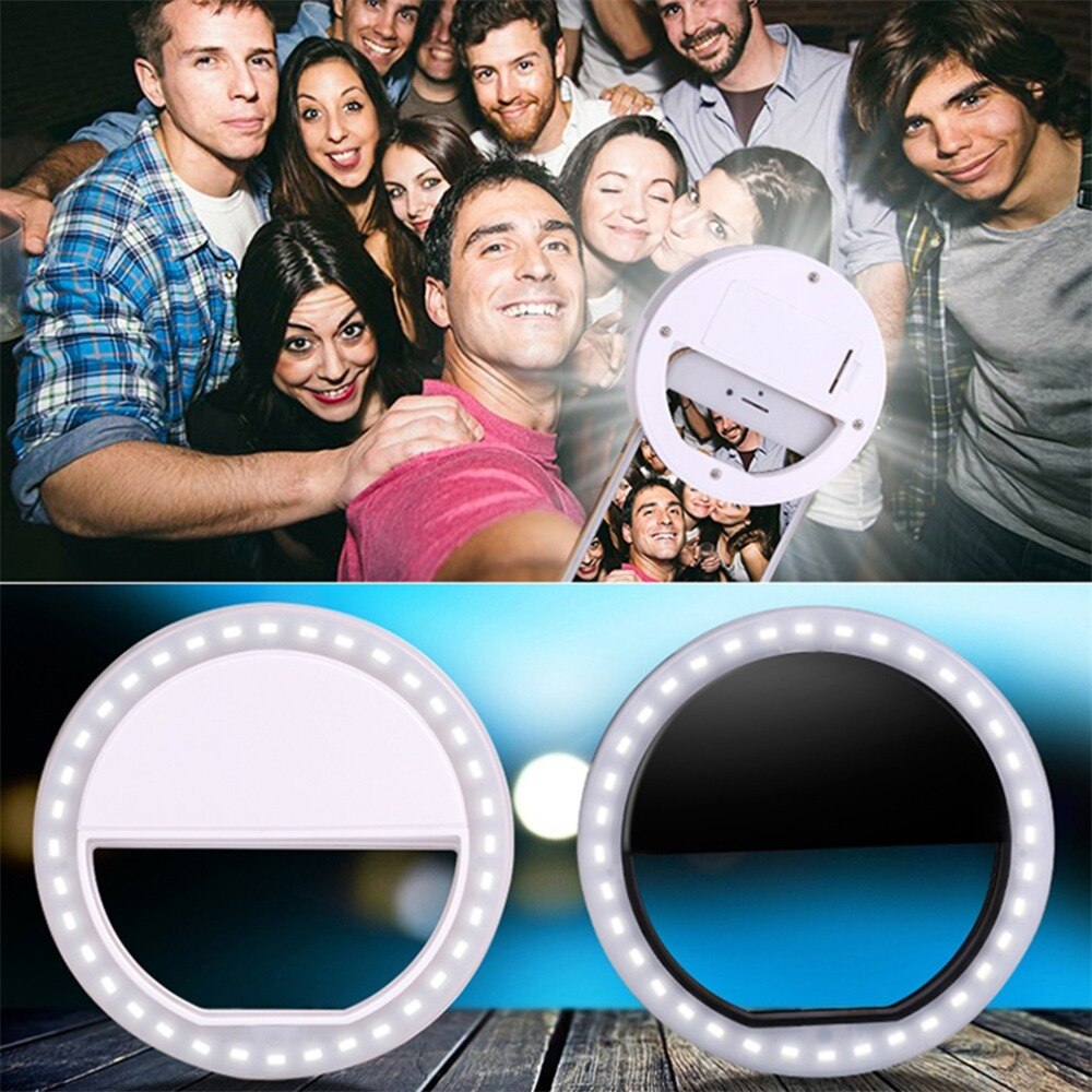 Universele Selfie Led Ring Flash Light Draagbare Mobiele Telefoon 36 Leds Selfie Lamp Lichtgevende Ring Clip Voor Iphone 8 7 6 Plus Samsung